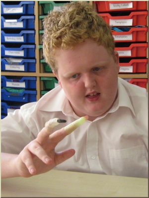 A pupil using finger witches